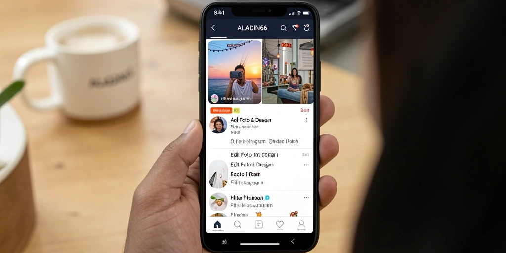 Tampilan antarmuka ALADIN66 dengan berbagai pilihan filter Instagram yang menarik.