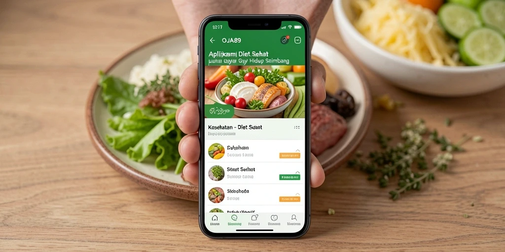 Tampilan antarmuka OJA89 yang intuitif untuk aplikasi Diet Sehat.