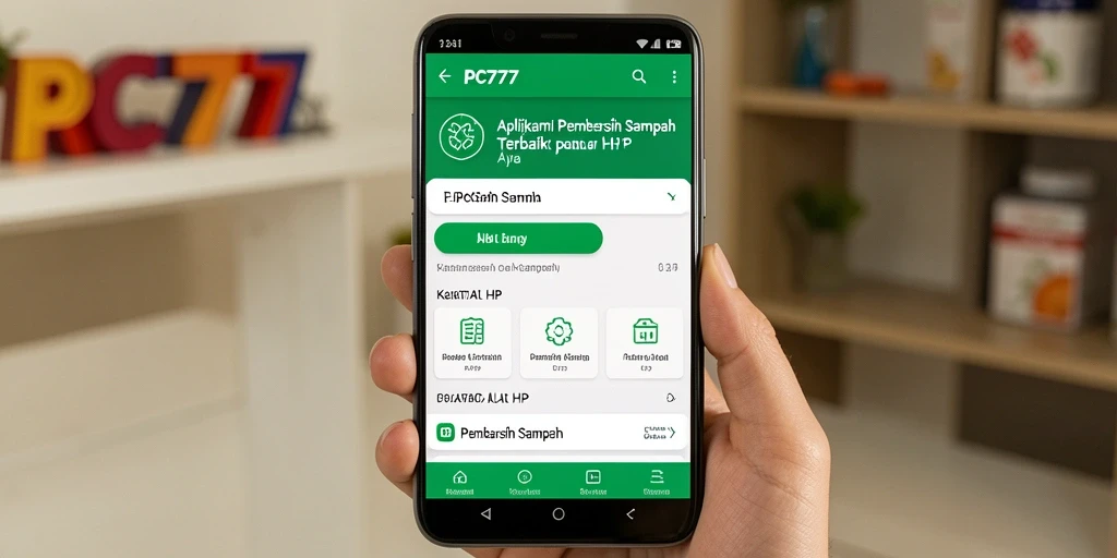 Screenshot PC777 menampilkan antarmuka pembersih sampah yang mudah digunakan.