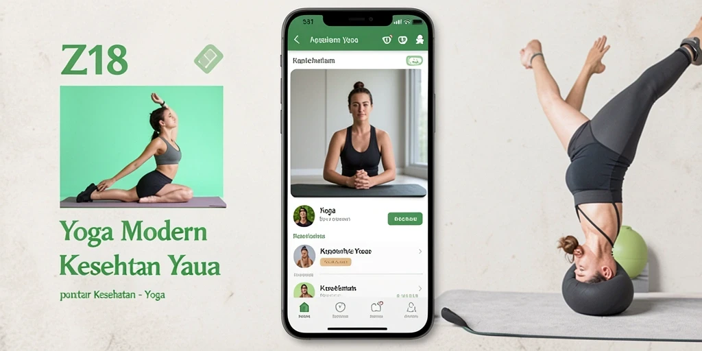 Antarmuka aplikasi Z18 menampilkan sesi Yoga yang beragam dan fungsional.