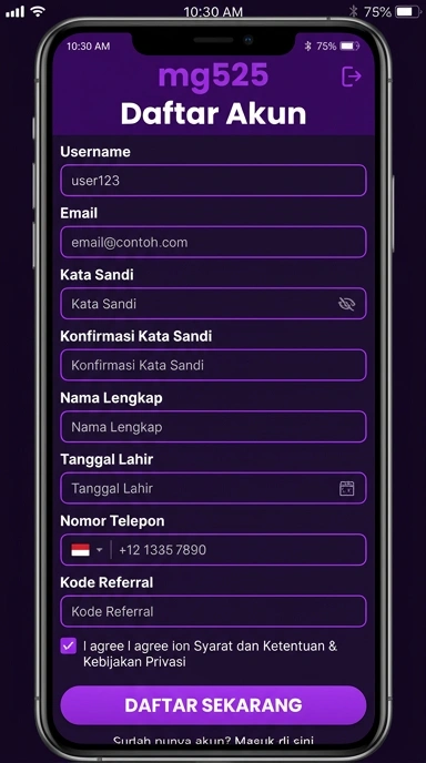 Panduan Registrasi Akun Baru mg525 untuk Pengguna Android