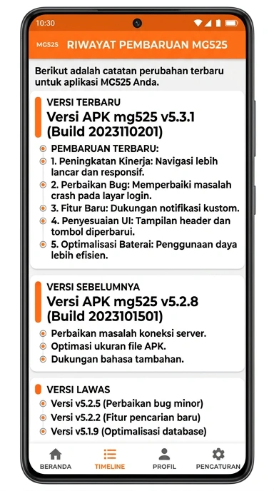 Riwayat Versi mg525 untuk Pengguna Android